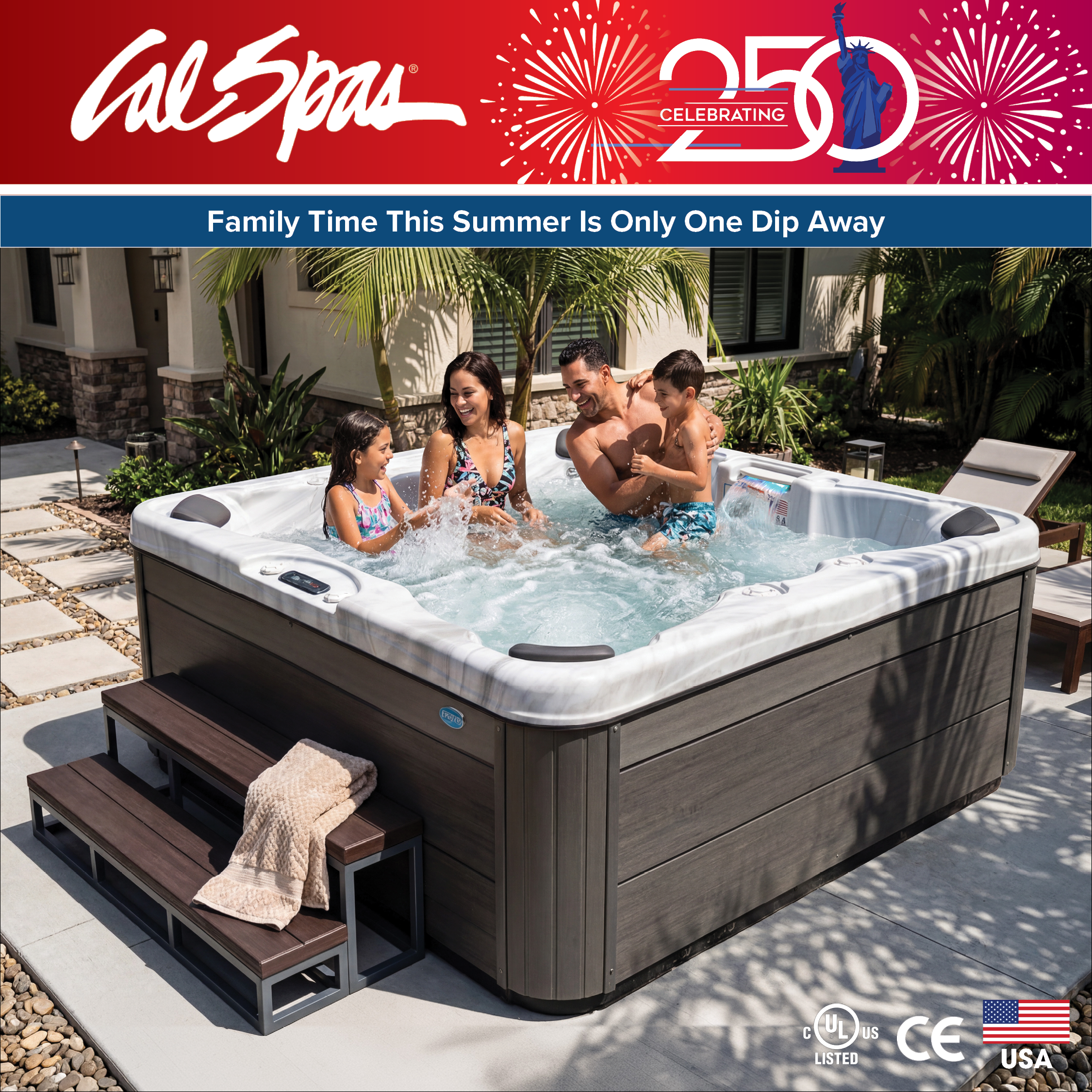 Calspas hot tub being used in a family setting - Roseville